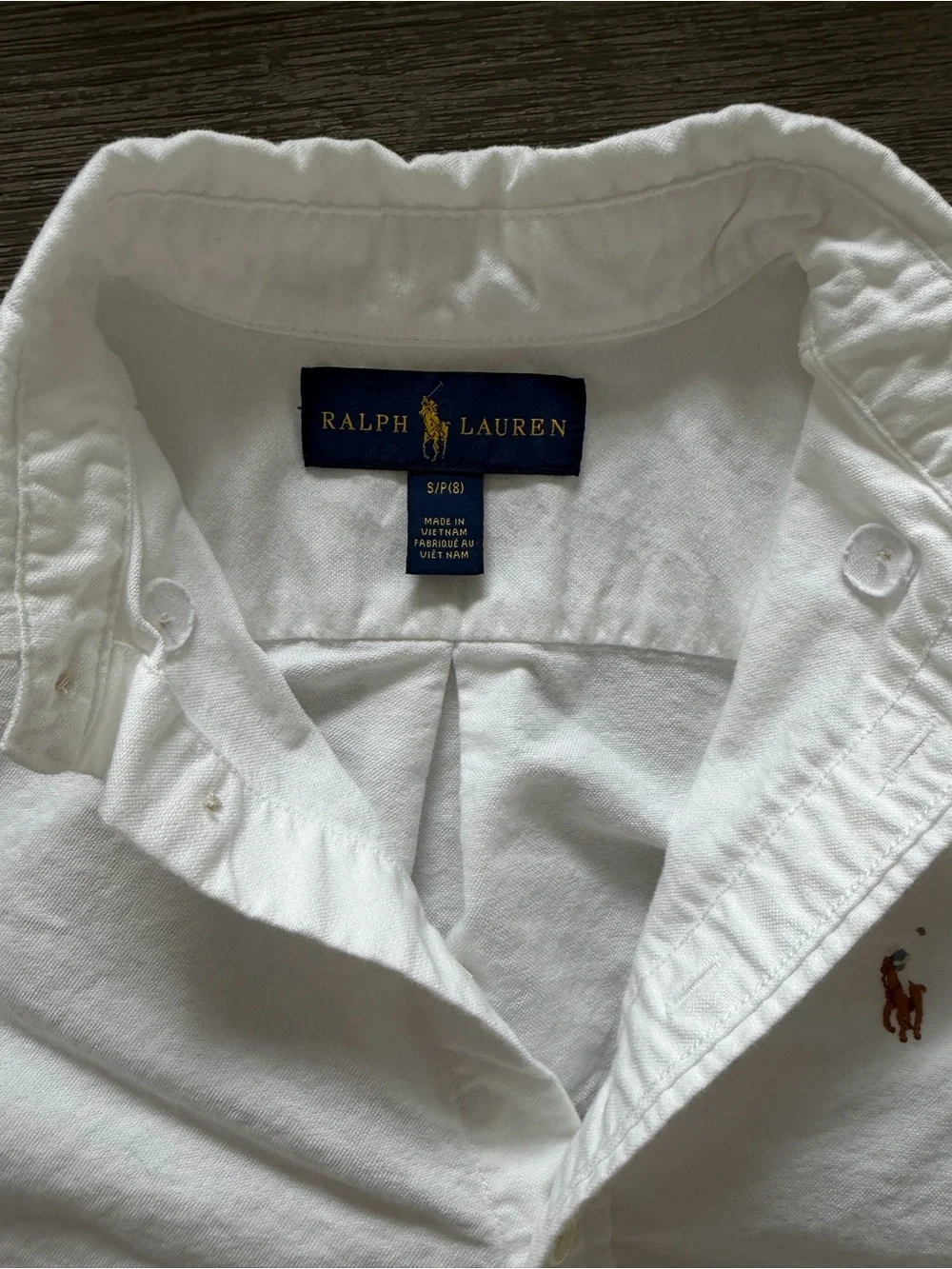Ralph Lauren White Long-Sleeve Button-Down Shirt with Pony Logo